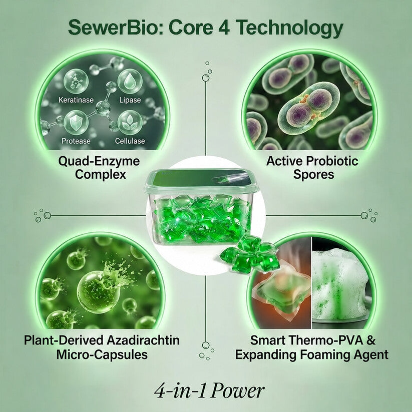 ✨ BUNDLE & SAVE ✨ 4-in-1 SewerBio Probiotic Drain Repair Pods | Fast Clog Remover & Odor Defense | Safe for All Pipes