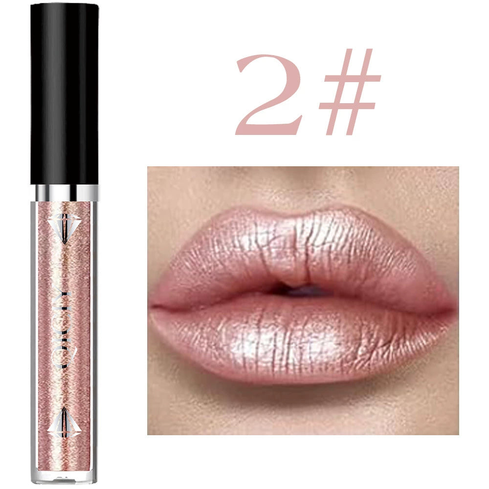 QICIYI Diamond Lip Glaze 6-Piece Set  Metallic Shine for Lips & Eyes
